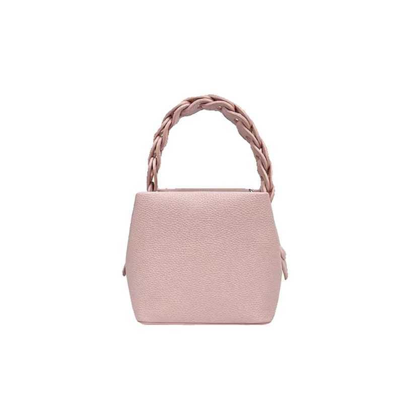 High Quality Soft Lychee Leather Bucket Bag Womens Summer Solid Color Woven Handbag 2025 New Fashion Simple Style Crossbody Bag Z250617