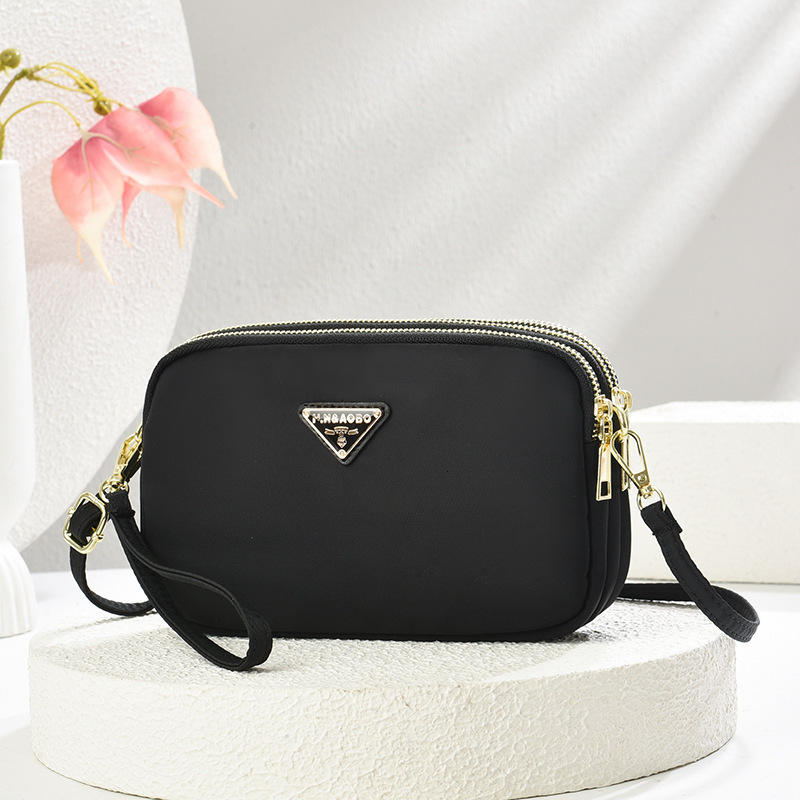 2025 New Women's Phone Bag Nylon Oxford Cloth Mini Shoulder Width Retro Women's Single Shoulder Crossbody Bag Solid Color Zero Wallet