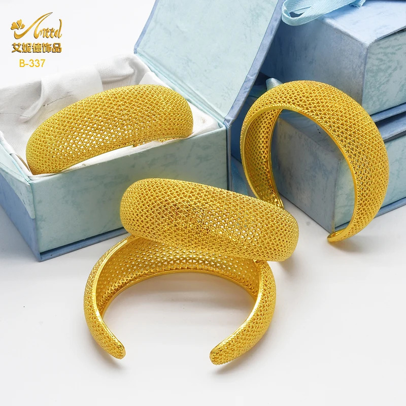 ANIID Dubai 24k Golden Cuff Bangles For Women African Charm Bracelet Bangles Nigerian Wedding Gold Color Jewelry Gifts 250616