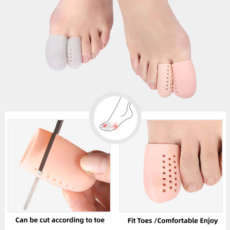 2pieces=1pair Finger Foot Care Toe Tube Protector Silicone Gel Bunion Corrector Separator Stretchers Corns Blisters Pain Relief 250613