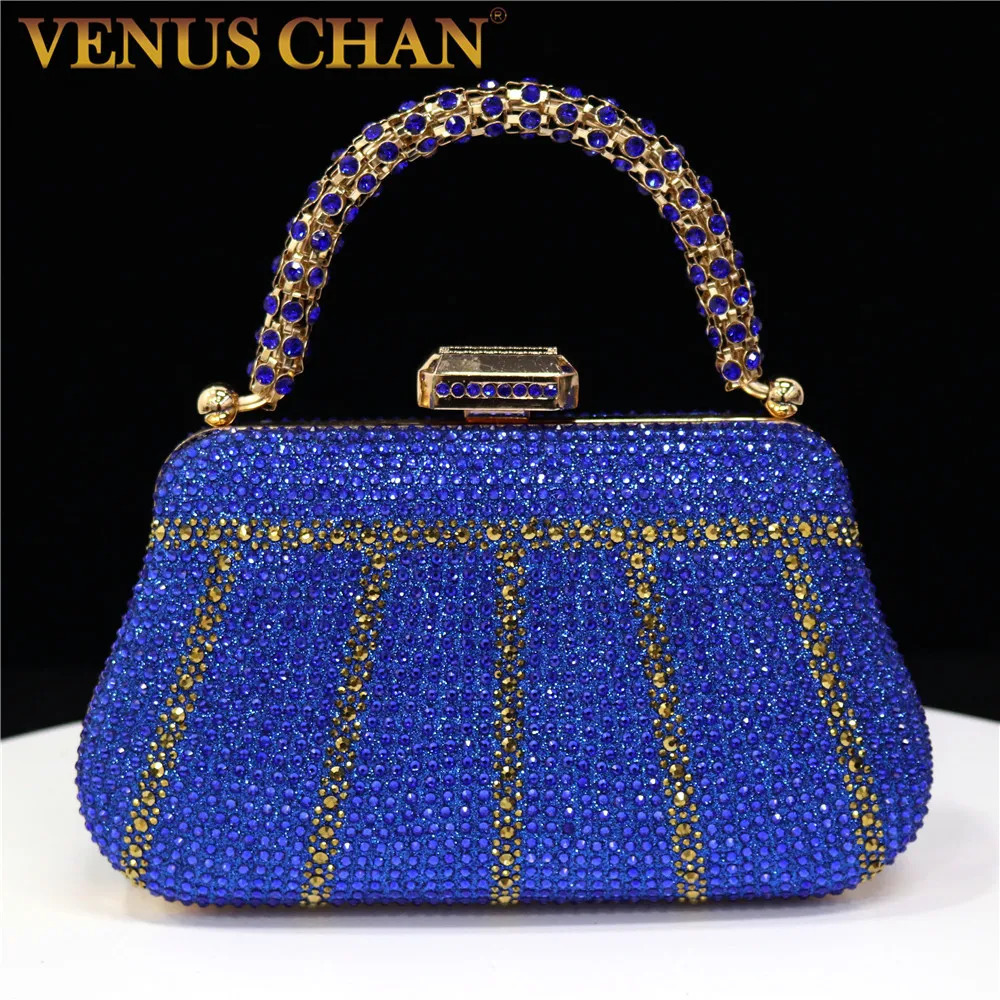 In Nigeria Exquisite Evening Bags With Diamond Design Fashion Handle Clutch Rhinestone Embellished Long Chain Bag 250614