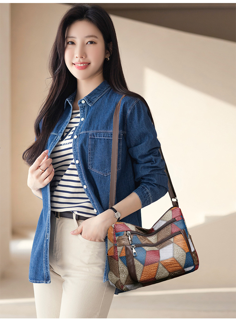 Free Shipping 2025 New Designer Bag Retro Women's Soft Leather Patch Large Capacity Single Shoulder Handbag Simple Casual High-quality Shopping B
