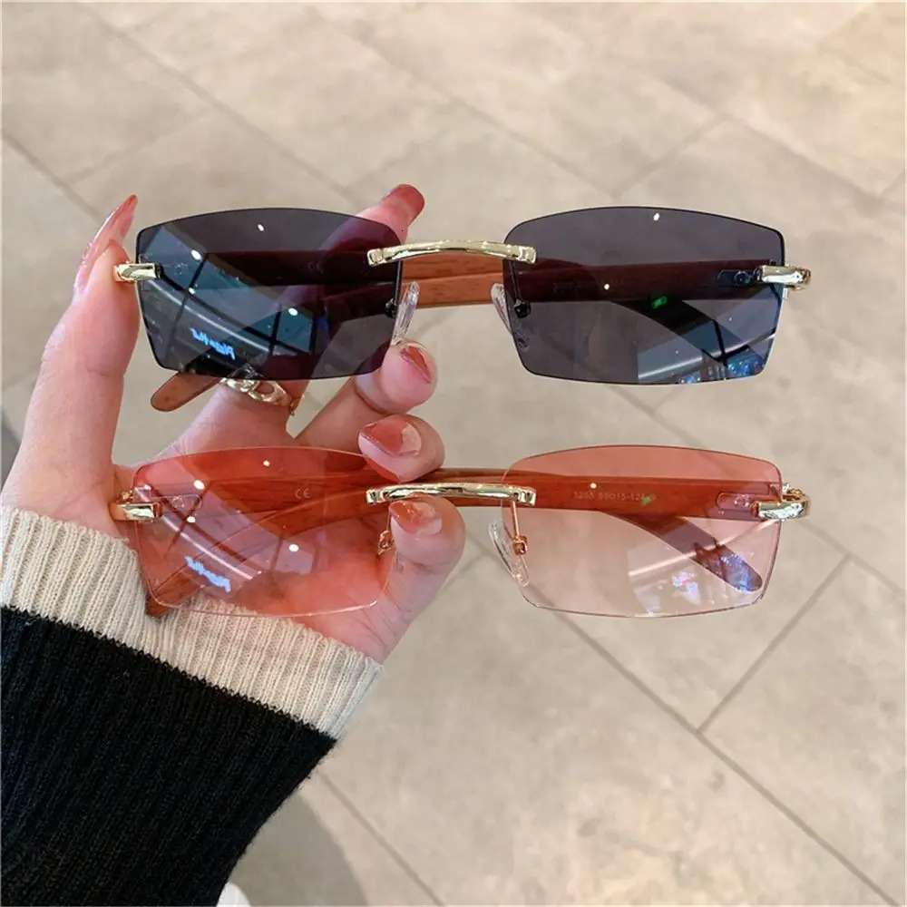Trendy Punk Sunglasses Rimless Rectangle Sun Glasses for Men Women Fashion UV400 Driving Shades Frameless Gradient Eyewear 250616