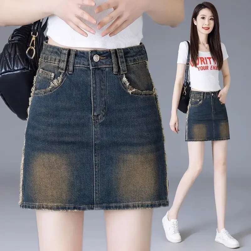 Short Tight Woman Denim Skirt Wrap Clothing Trend 2025 Aesthetic High Quality Y2k Vintage Korean Fashion Jeans Skirts for Women