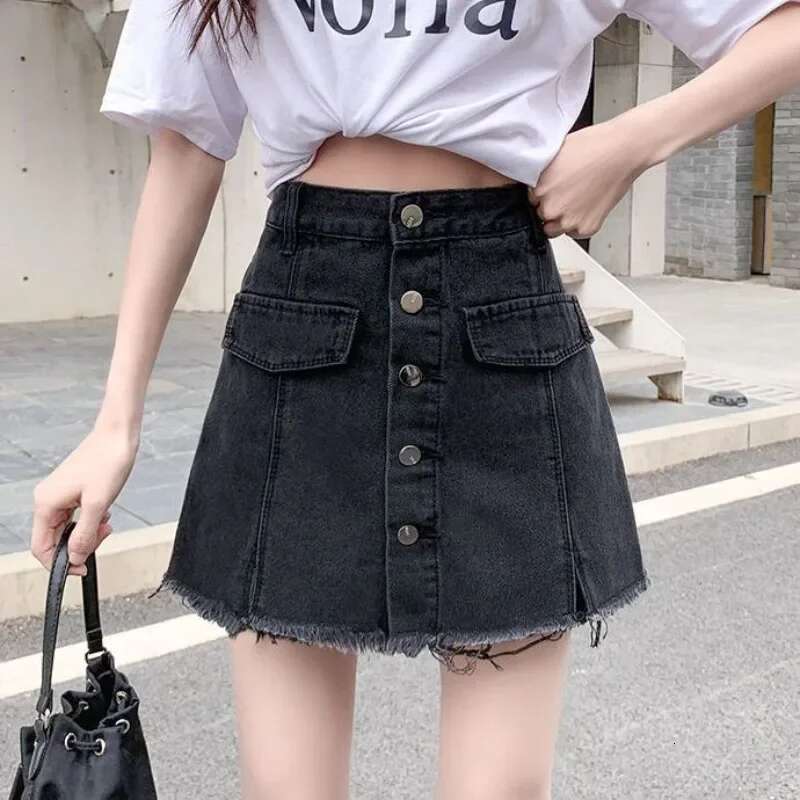 Womens Denim Skirt With Slit High Waist Female Jeans Skirts Premium Casual Streetwear New In Korean Style Y2k Vintage Aesthetic