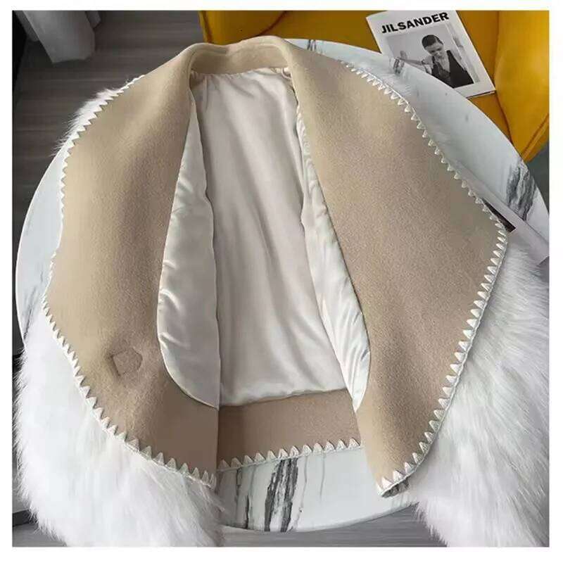 Fashion Faux Fox Fur Coat for Women's 2025 New Autumn Winter Lapel High-End Short Double-Sided Woolen Cardigan Jacket Female