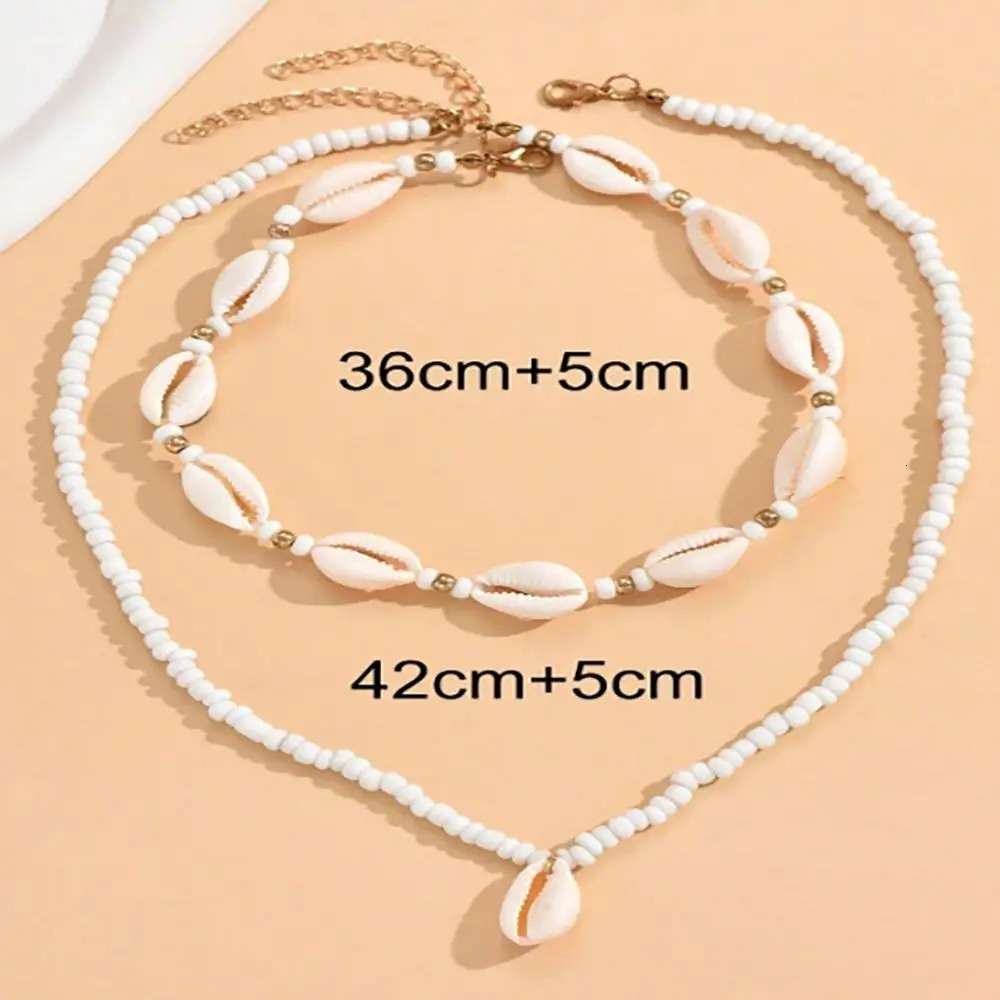Resin Beads Natural Shell Anklets Fashion White Ankle Bracelet Necklace Beach 250606