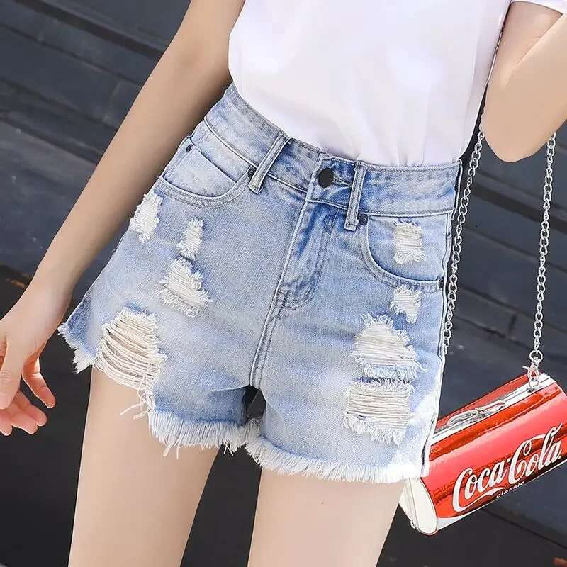 Denim Shorts for Women Micro Mini Short Jean Pants Woman Ripped With Waist Pocket Fashion Clothing 2025 Flowy Hot Casual Elegant