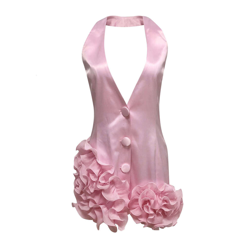 Women's Clothing Summer New Fashion Sexy Floral Halter Neck Sleeveless Top Dress
