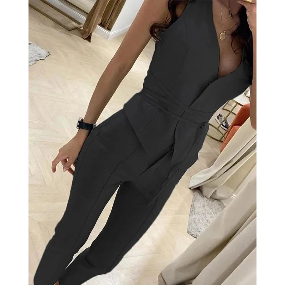 Women Casual Plain Blazer Vest Work Pants Set Formal Sleeveless OL Style 2 Pieces Bussiness Office Lady Suit Sets Workwear 250612