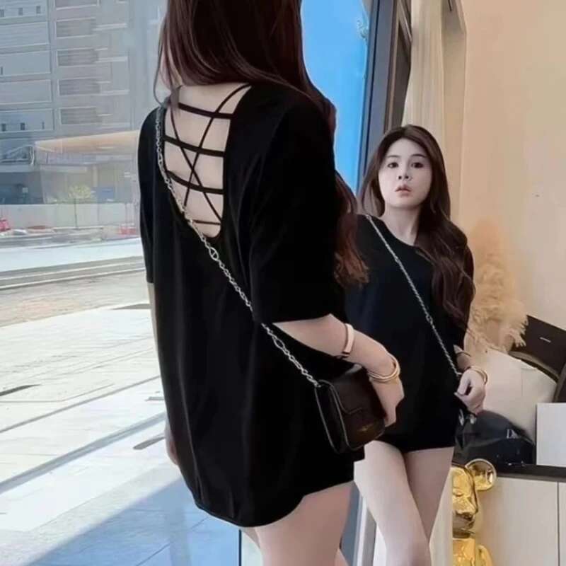 Summer Outfit Female Top Cotton Womens T-shirt Japanese Vintage Clothes Korean Clothing Kpop 2025 High Quality Aesthetic Emo