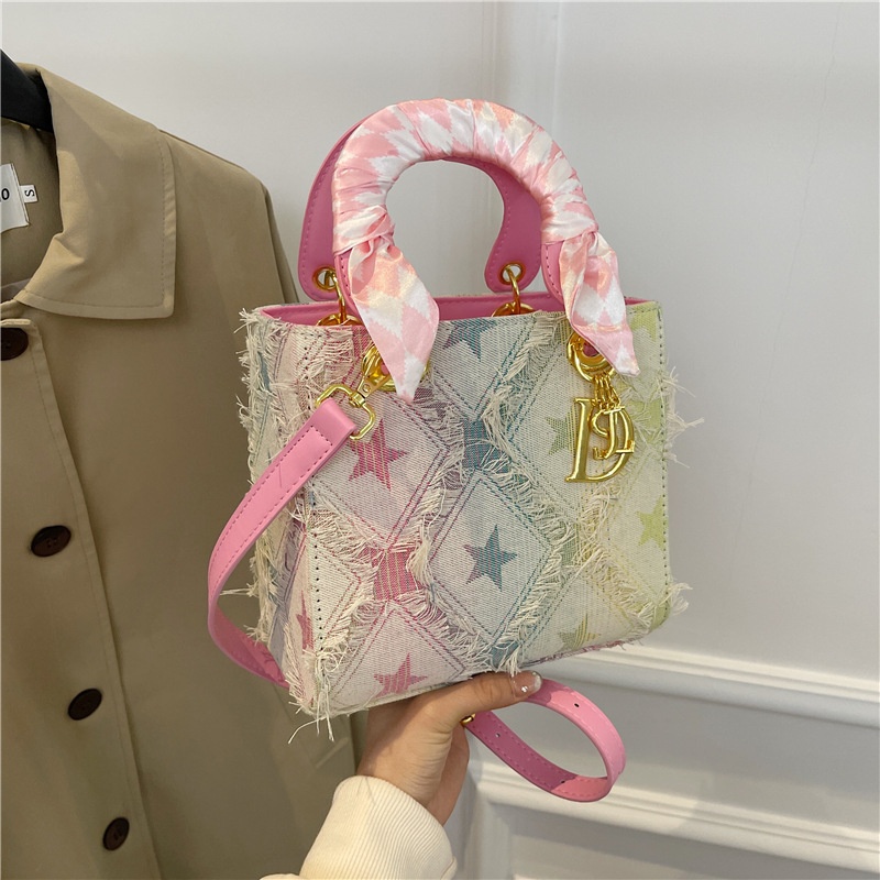 2025 Free Shipping Women's Designer Luxury Fashion Star Lingge Gift Bag Handbag Shoulder Bag blue pink