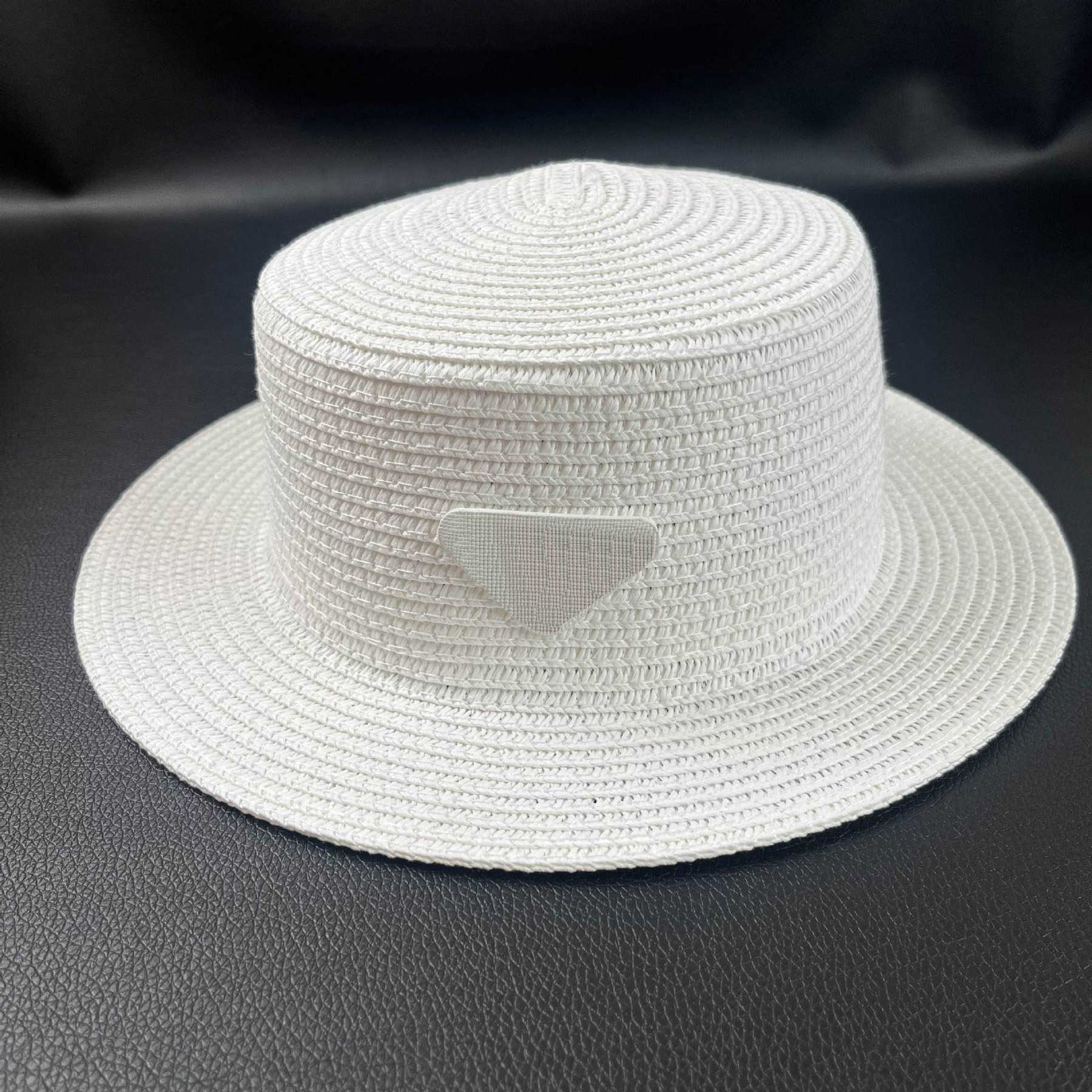Spring and Autumn P Home Inverted Triangle Straw Hat for Women, Summer Flat Top British Jazz Sun Hat, Sunshade and Sun Protection Hat 250615
