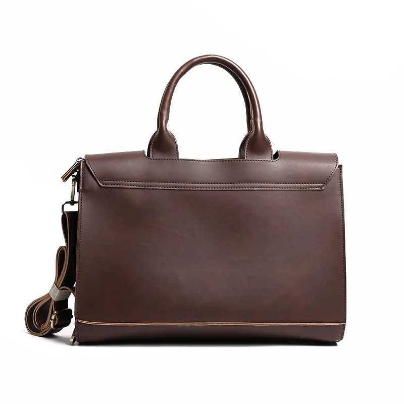 Vintage Leather Handbag Mens Top-Handle Bags Briefcase With Shoulder Strap Business Large Capacity Crossbody Bag Men Laptop Bag Z250617