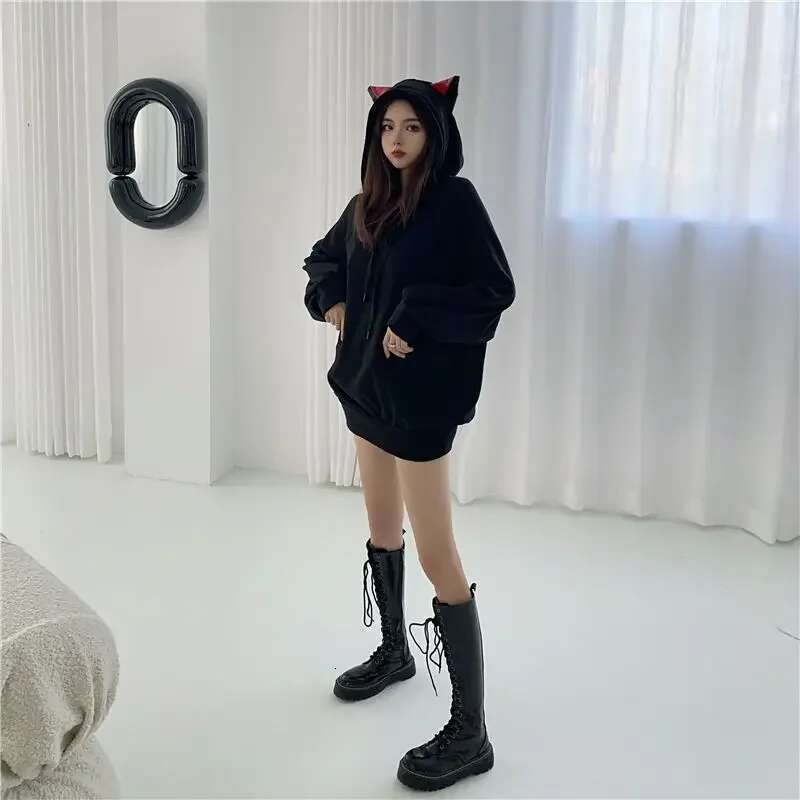 Long Sleeve Trend Female Top Cute Hoodies Cotton Korean Popular Clothes New In Sweat-shirt Xxl Womens Hooded Sweatshirts