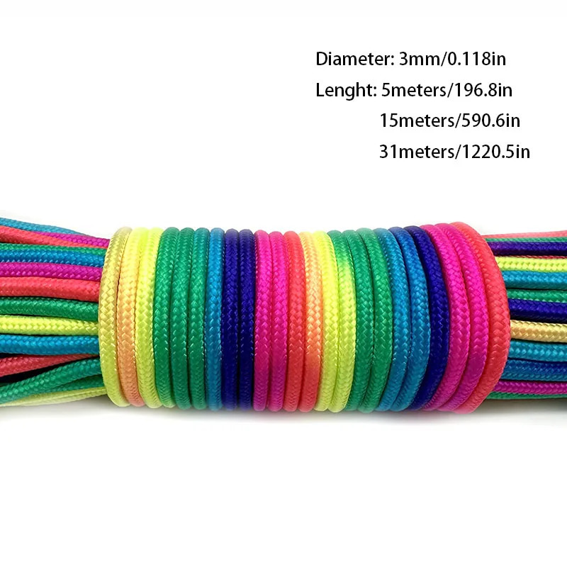 Paracord 2mm m 4mm Rainbow Rope 7 Strands Parachute Climbing Survival Gear Bracelet 250611