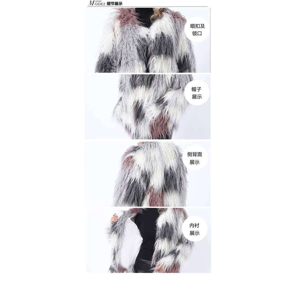 European Style Winter Fall Fashion Women Long Faux Fox Fur Warm Coat Jacket , Woman 2025 New 4xl 3xl Coats Jackets