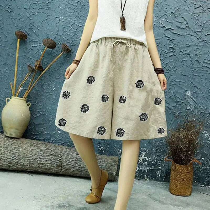 Womens Shorts Elastic Waist Wide Pocket Female Short Pants XXL Low Price for Summer Korean Style Design Trend 2025 Casual Kpop