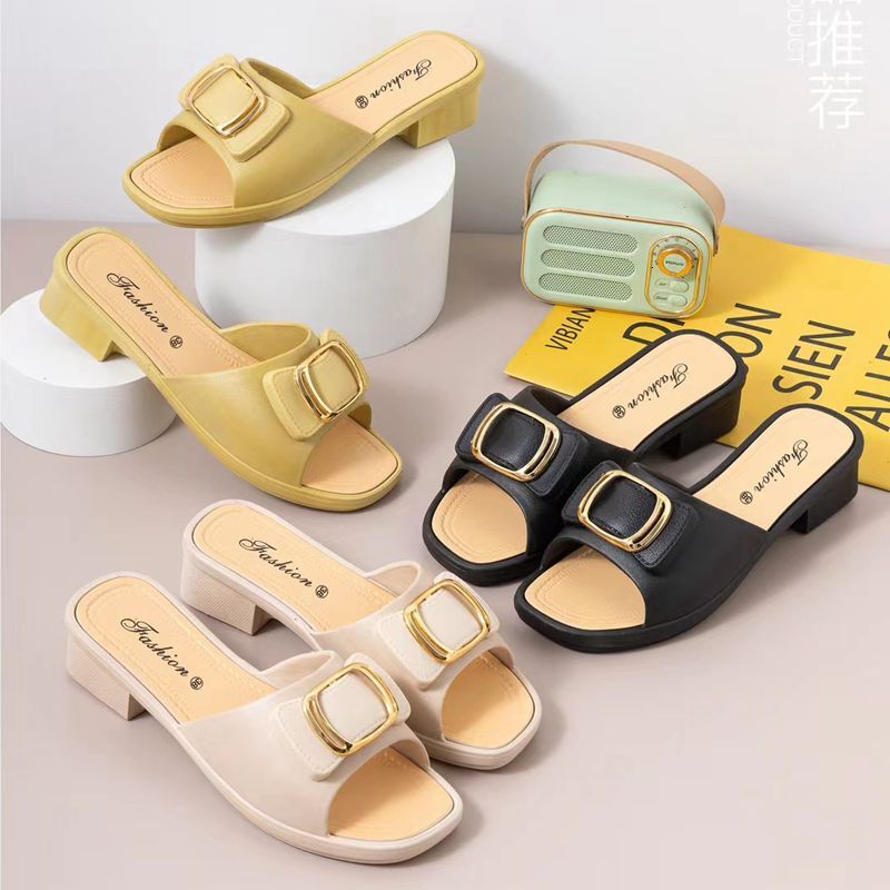 Women's summer mid heel women's sandals fashion home outdoor thick soled women's slippers designer sandals women's slippers