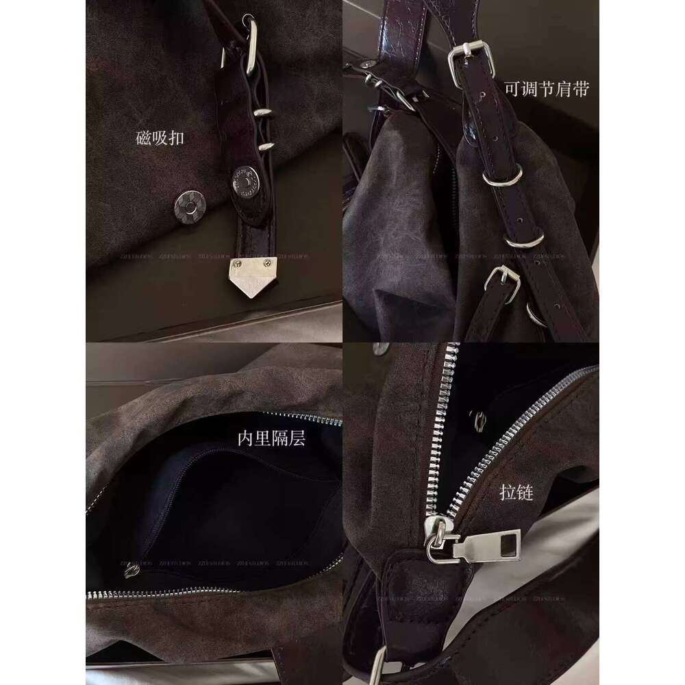 Studios Niche Design Brown Single Shoulder Underarm Motorcycle Bag Vintage Retro Style Hot Girl
