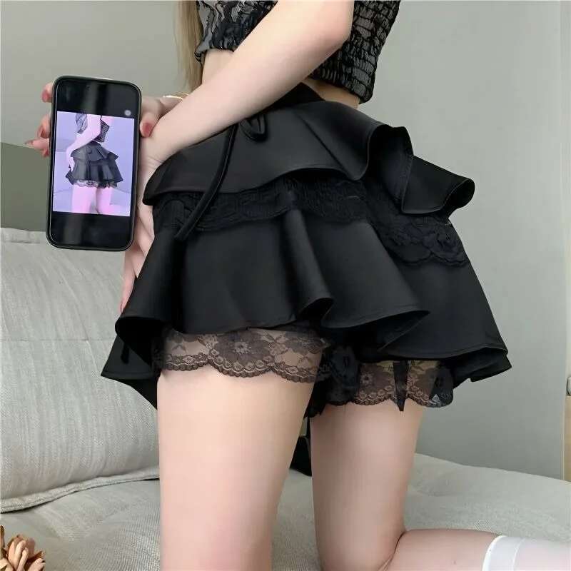 Cute Woman Skirt Patchwork Skirts for Women Kawaii Ruffle Casual High Quality Luxury Elegant New In Harajuku Summer 2025 Stylish