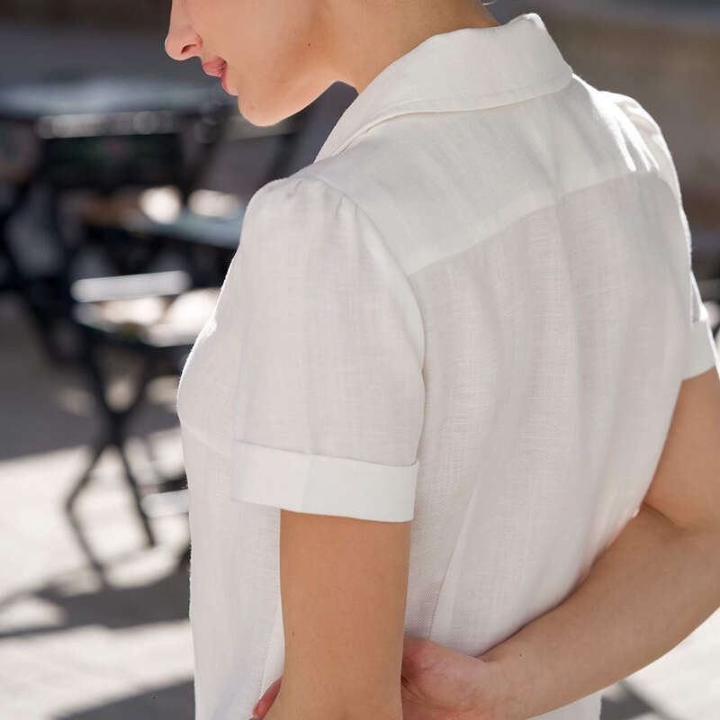 Dresses for Woman Party Long Dress Skirt 951 Summer 2025 New White Linen Turn-down Collar Straight Shirt Slimming Elegant French Gentle Style