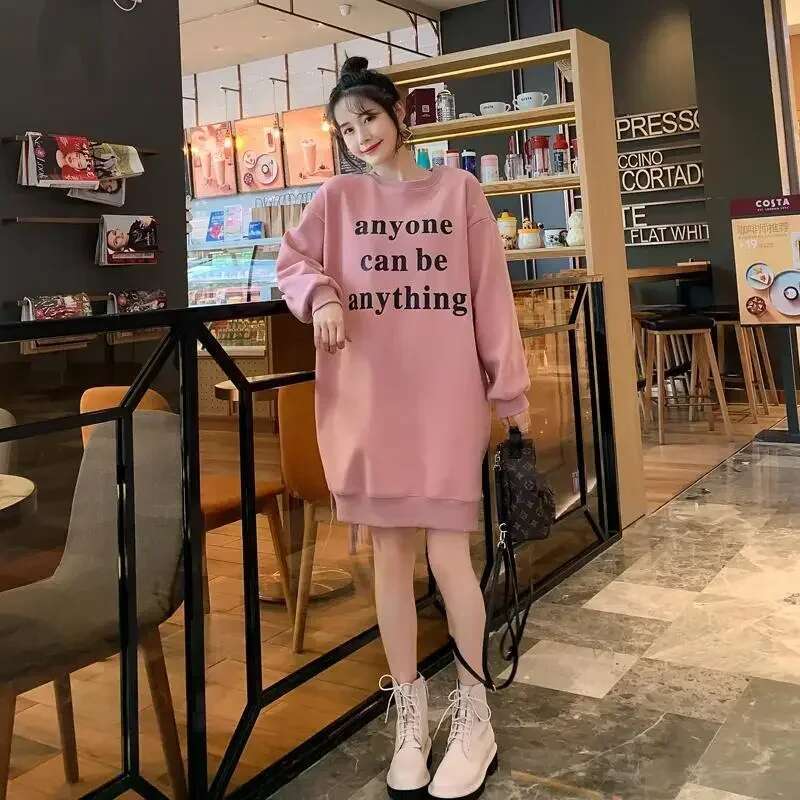 Baggy Loose Text Womens Sweatshirts Letter Printing Female Top Korean Y2k Vintage On Promotion 2000s Matching Casual Pullovers