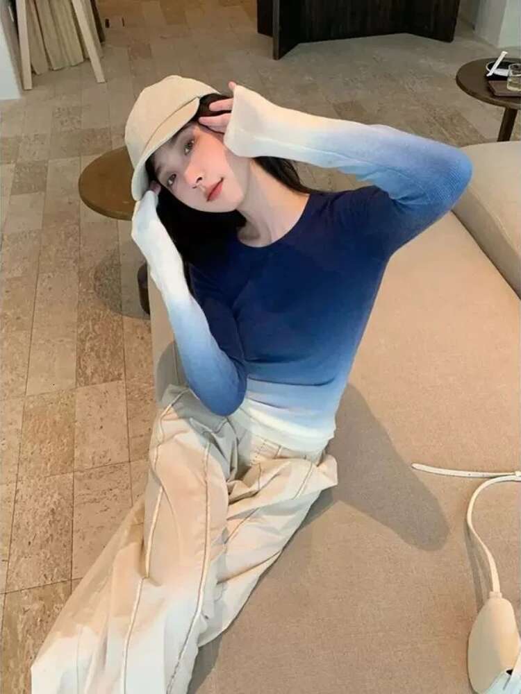 Tshirt Top for Women with Print Woman T-shirt Blue 2025 Mesh Slim Clothing Sleeves Trend Korea Stylish Xxl Alt Pulovers Emo Tee