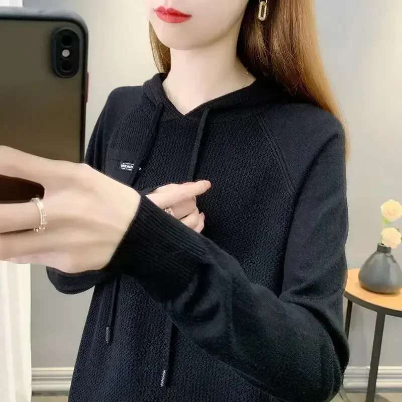 Hooded Sweatshirt for Women Korean Baggy Loose Woman Tops Plain Casual Outerwears Kpop Matching Basic Clothing New In M Hoodies