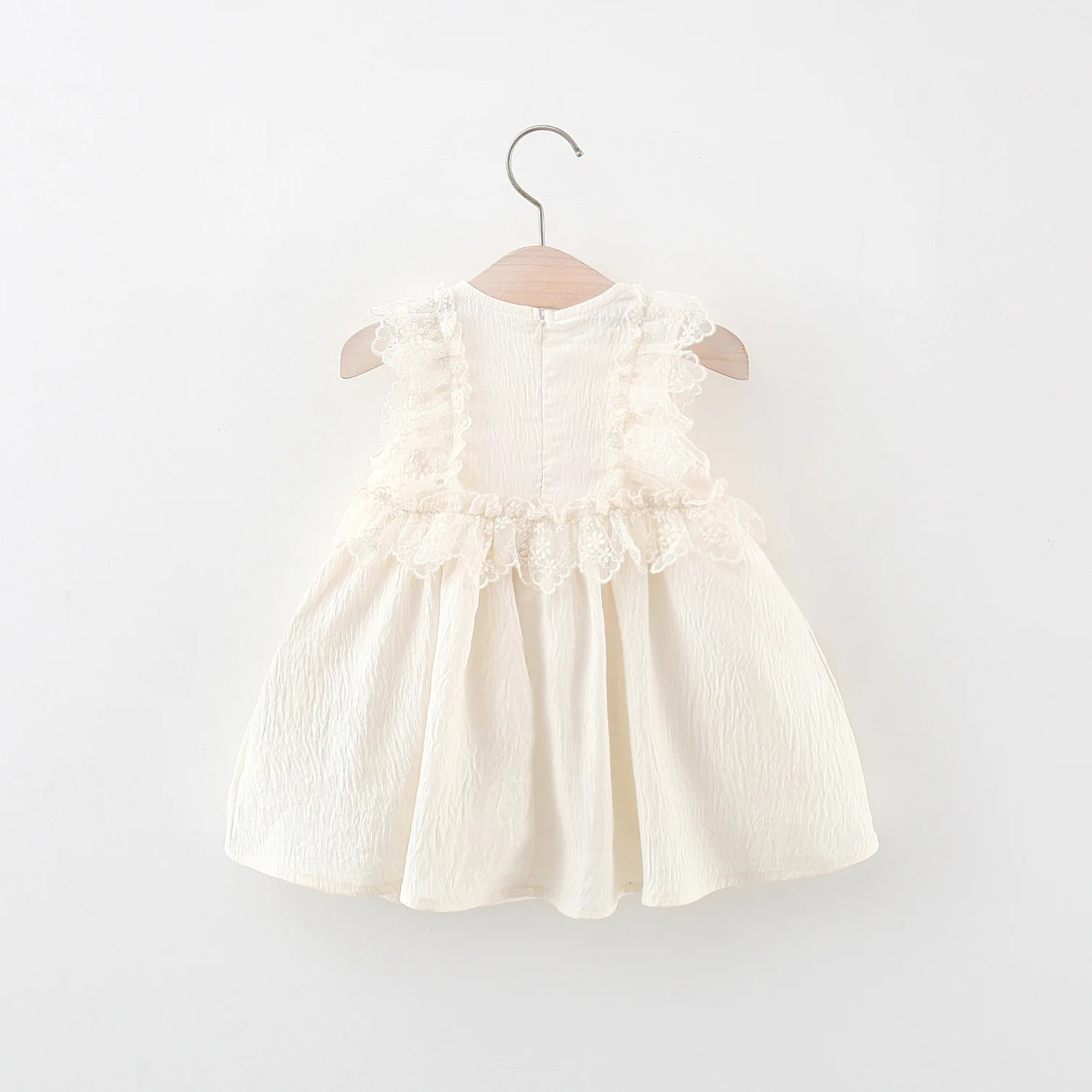 Summer Girls Dress Solid Color Lace Sleeveless Tank Top Skirt Baby Girl Princess Skirt Comes with Bamboo Basket Bag 250617