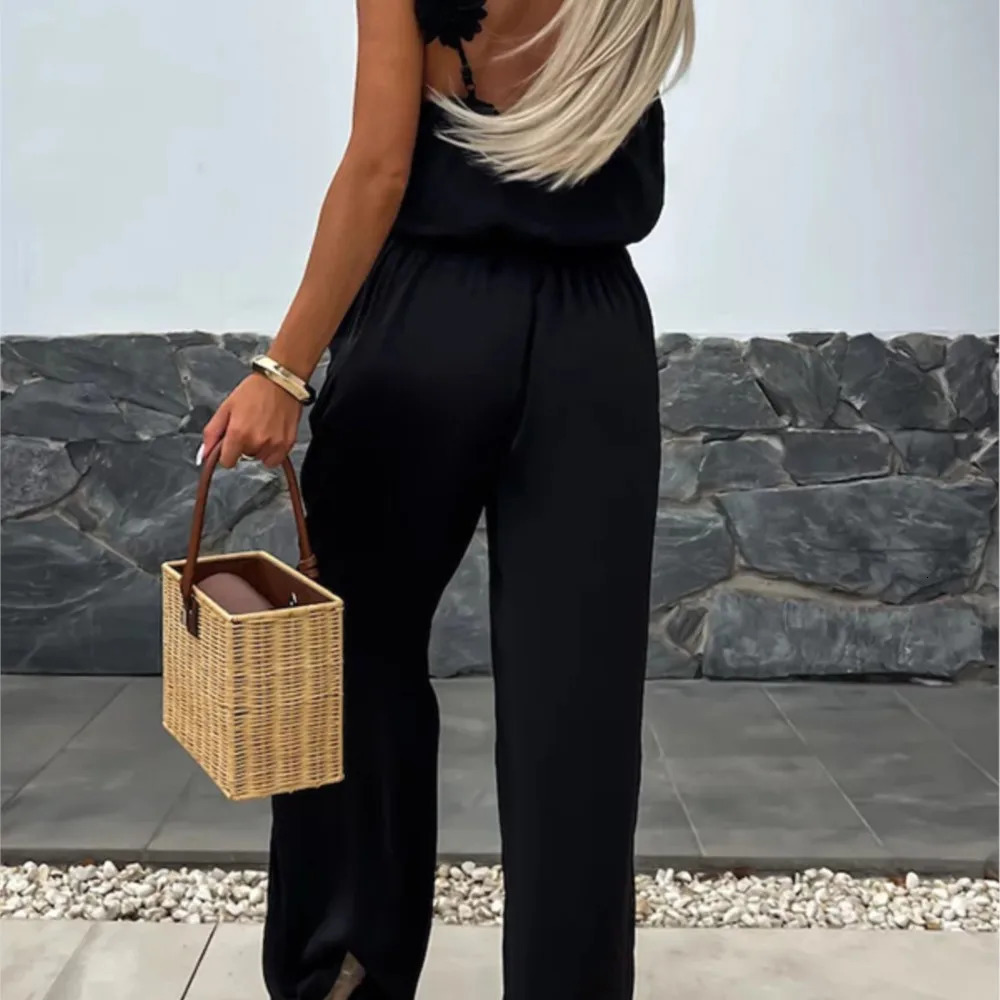 Spring Summer Sexy Suspender Jumpsuit For WomenS Fashion Waist Relaxed Sleeveless Vacation Female Elegant Jumpsuit Pants 250616