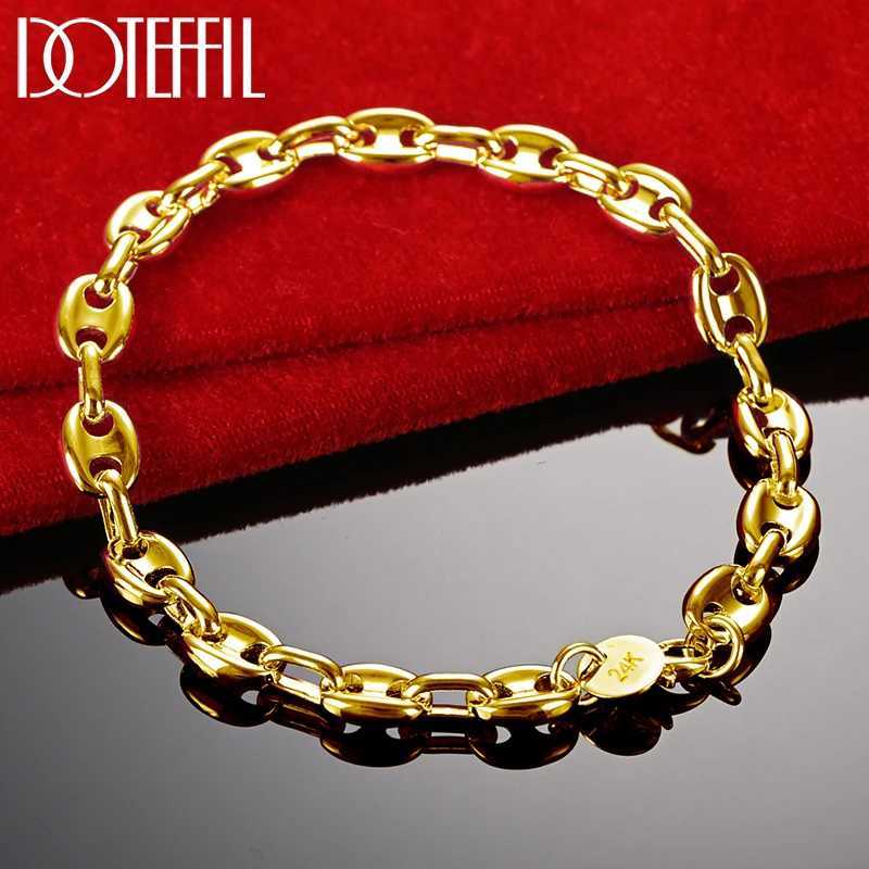 DOTEFFIL 925 Sterling Silver 18K Gold Simple Classic Chain Bracelet For Women Men Wedding Engagement Party Fashion Jewelry W250617
