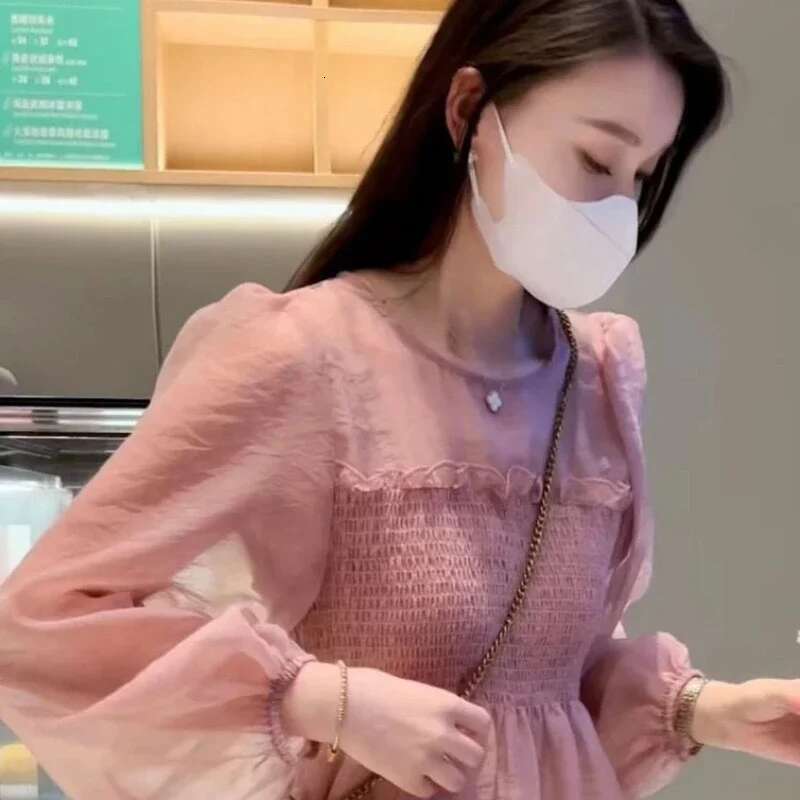 Korean Style Woman Top Loose With Short Sleeve Shirts Blouses For Women Fine Elegant Offer Original Hot Luxury Chic M Pretty