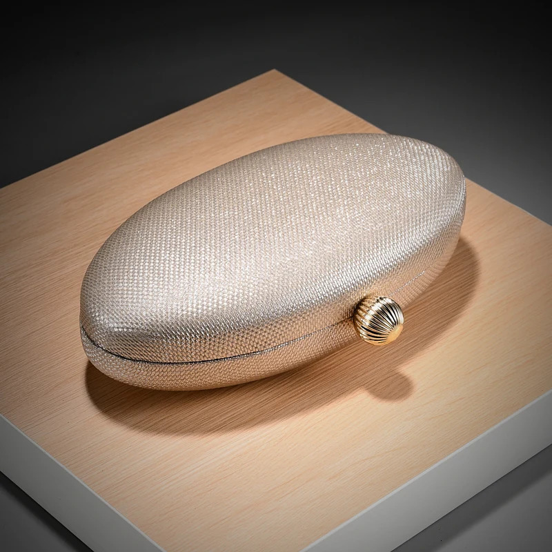 Women Oval Evening Clutch Bag Ladies pu Hand bags metal Chain Shoulder for Wedding Party gift bag 250614