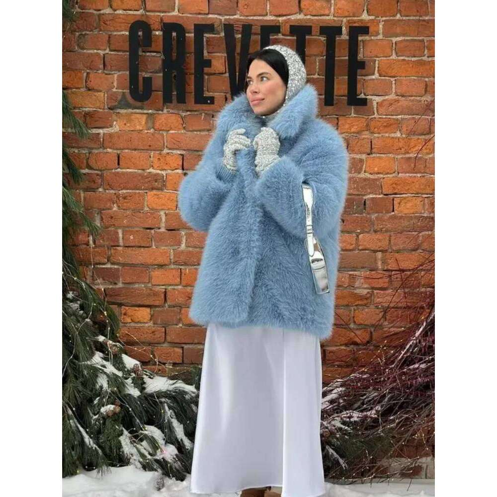Thick Warm Women Coats Turn-down Collar Faux Fur Pocket Jackets Outwears 2024 Autumn Winter Soft Fluffy Ladies Overcoat