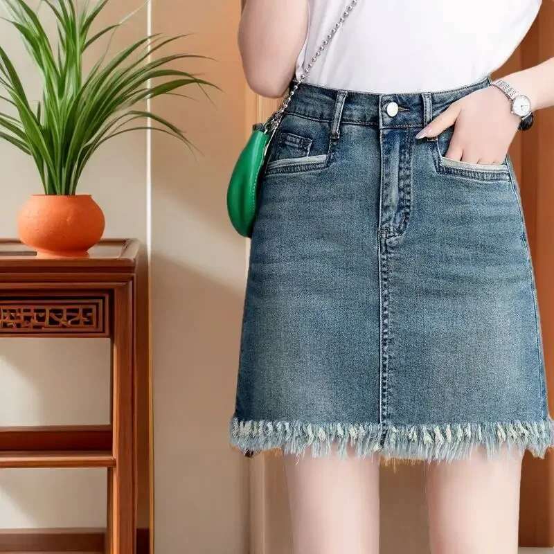 Summer 2025 Korean Fashion High Waist Short Jeans Skirts for Women Modest Aesthetic Premium New In Y2k Vintage Woman Denim Skirt