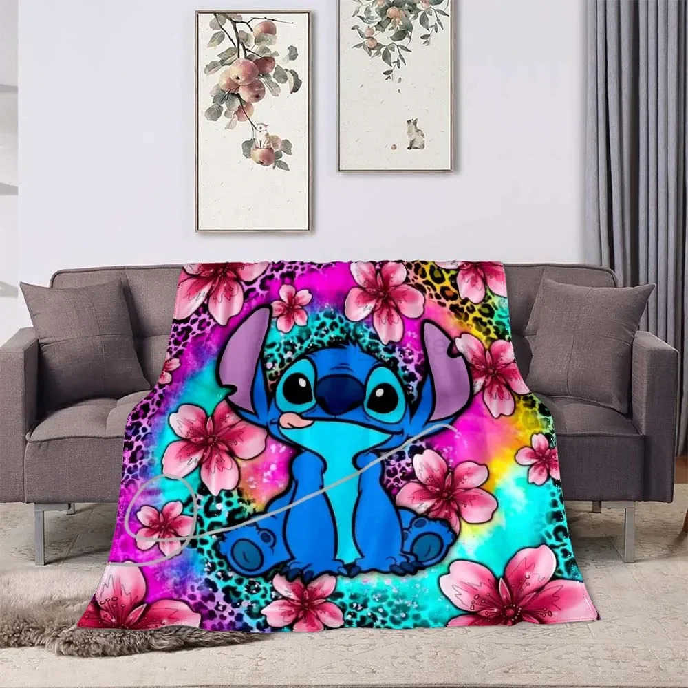 Disney 3D Printing Disney Stitch Blanket Cute Cartoon Lilo Stitch Soft and Comfortable Childrens Lunch Blanket W250617