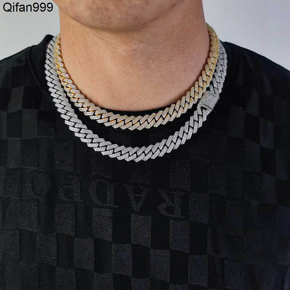 12mm Miami Cuban Link Chain Necklace for Men 18K Gold Plated Iced Out CZ Diamond Hip Hop Jewelry Luxury Tennis Choker Necklace