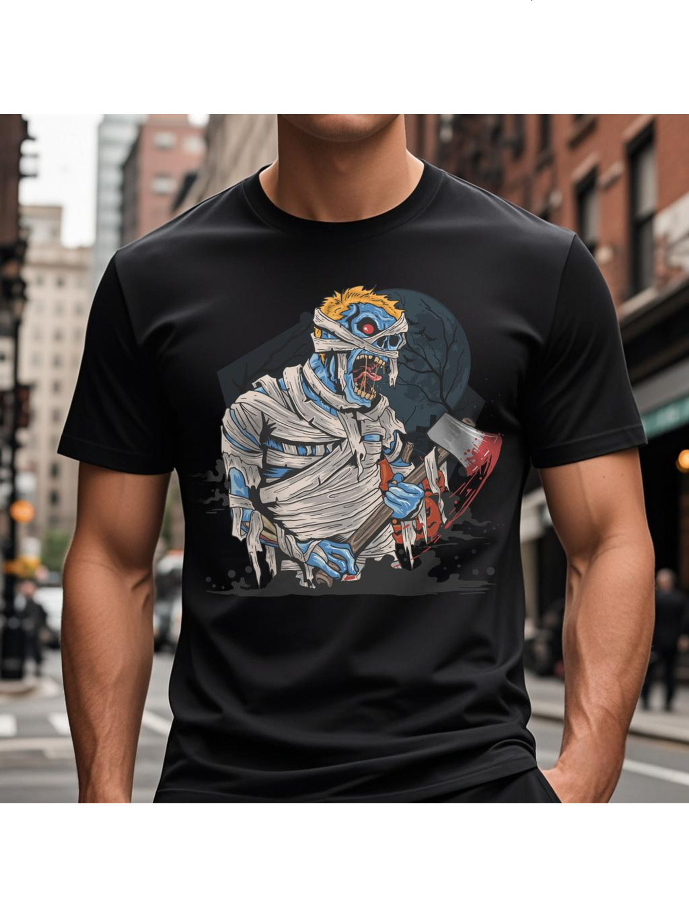 Dongdumaoyi Short Sleeve Black T Shirts Round Collar S-3Xl White Cotton Text Adult 180G Men Graphics Halloween 9983