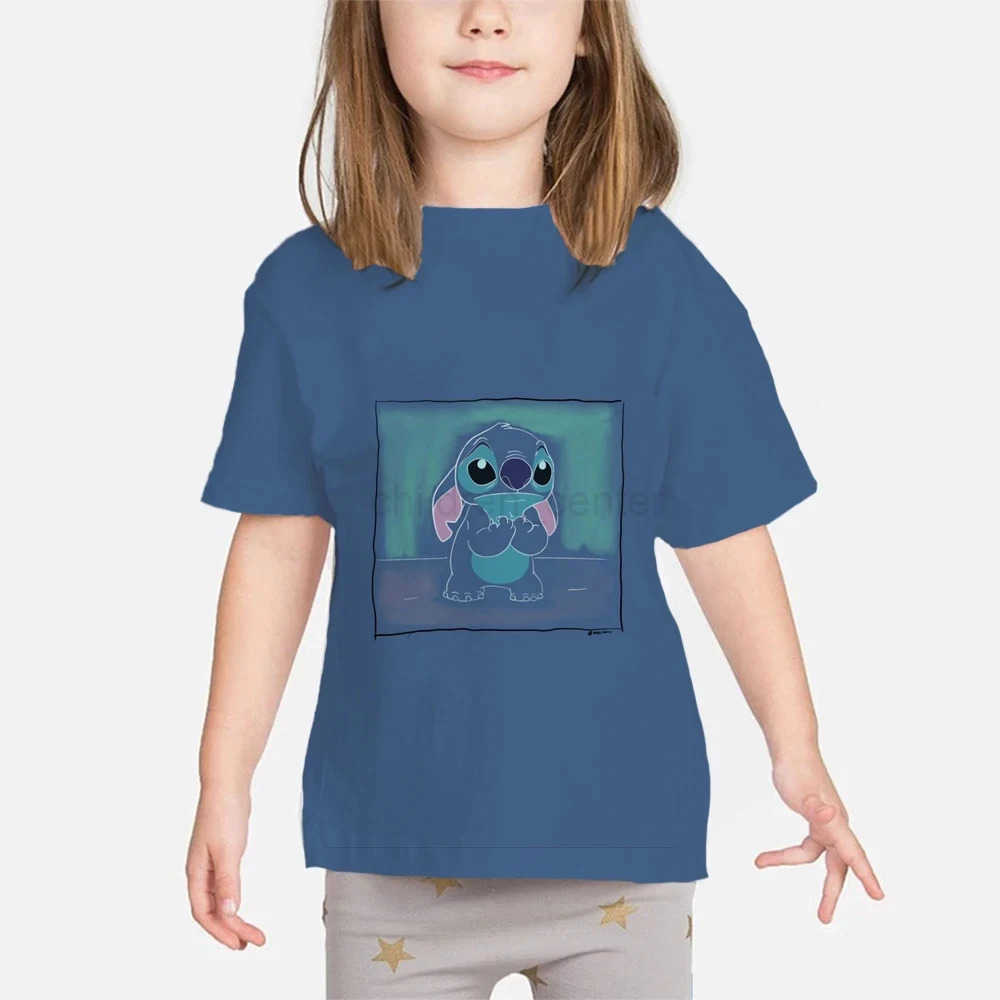 Disney 2024 Summer Fashion 3D Print Children Lilo Stitch Breathable T-Shirt Casual Tees Teen Tops Kids Clothes Funny Sport Streetwear W250617