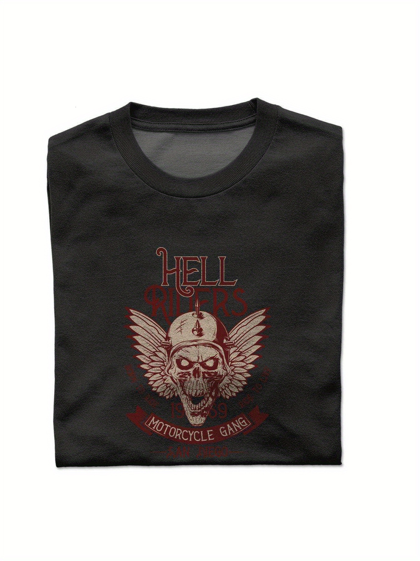 Dongdumaoyi Round Collar 180G T Shirts Cotton Adult Motorcycle White Men Short Sleeve S-3Xl Black Skull baec