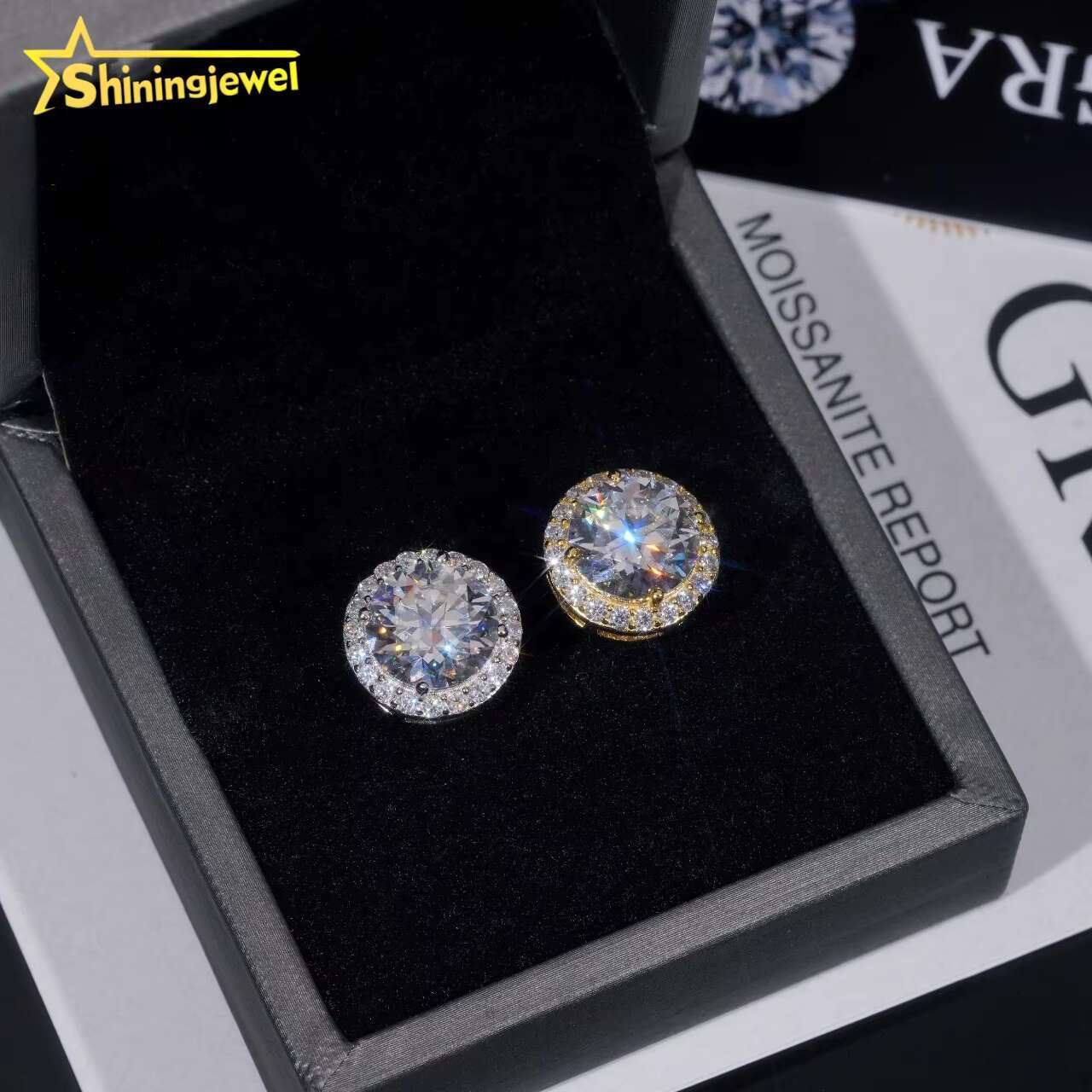 Full Range of Size Hot Sale Hip Hop Jewelry Bezel Setting Ear Studs 925 Sterling Silver VVS Moissanite Stud Earrings Mens Women