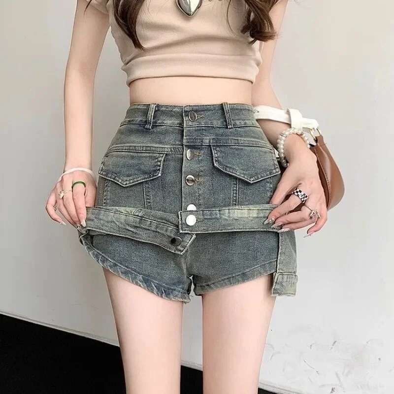 Short Jean Pants Woman Button High Waist Denim Shorts for Women Casual XL Streetwear Wholesale Fashion 2025 Cheap Kpop Clothing