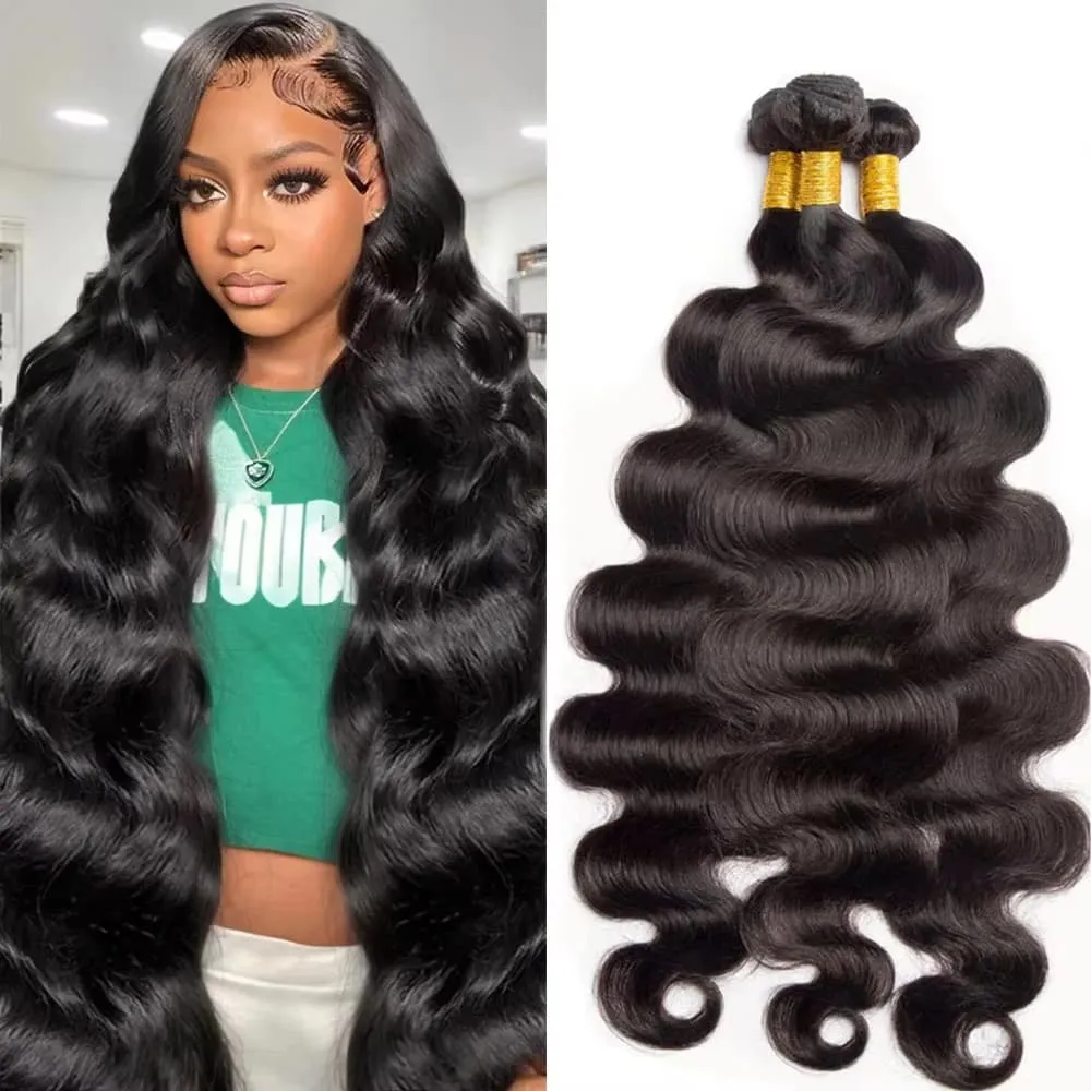 Loose Wave Bundles 30Inch Human Hair Raw Hair Bundles Burmese Curly Double Weft Virgin Hair Extensions Quick Weaving Natural Black 100% Virgin Extensi