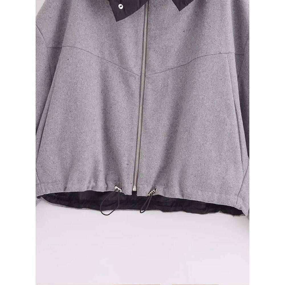 New autumn women's clothing European and American style French design fashionable versatile woolen coat with detachable cotton h