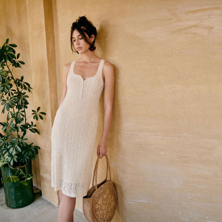 Black Dress Dresses for Woman Vestidos Elegantes N452 Summer 2025 Knitted Over-the-knee Mid-length Slim Fit Strap Dress French Style Womens Fashion