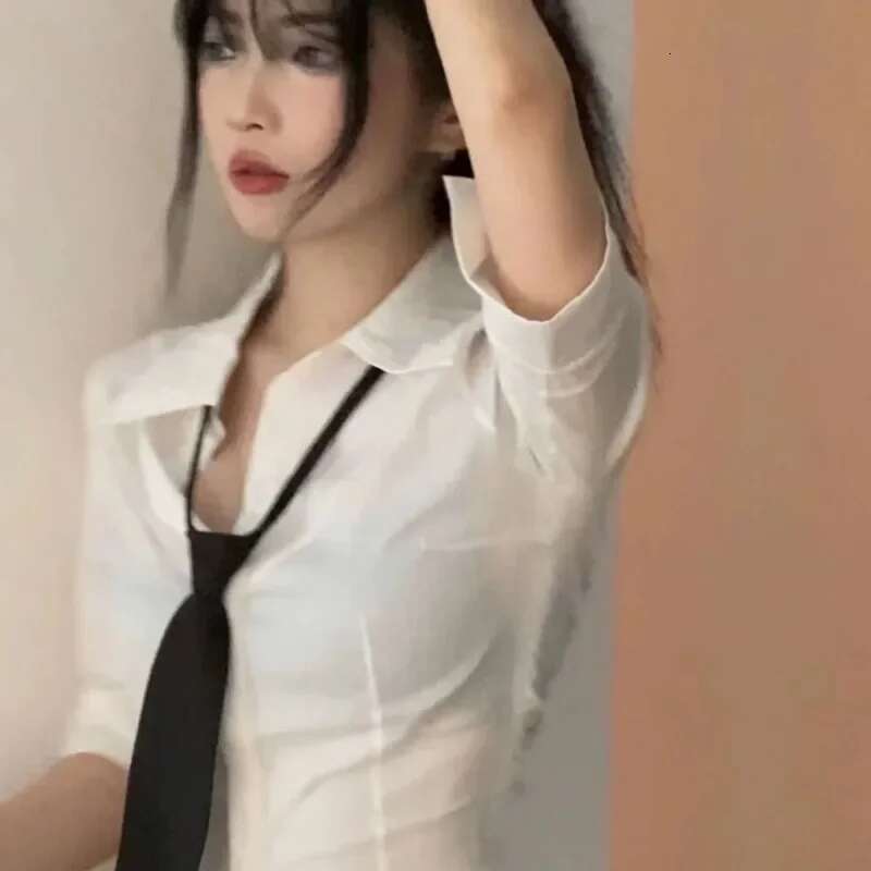 Button Woman Top Up With Short Sleeve Chiffon Shirts Blouses For Women S Xxl Premium Streetwear Cool Elegant Social Tall