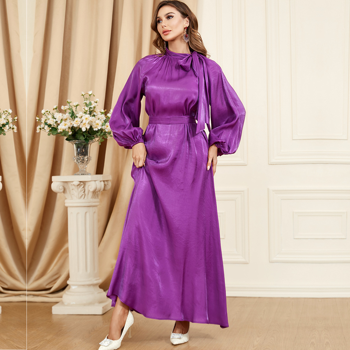 SY175 Ladies' clothing new style lace-up solid color long-sleeved European and American foreign trade dress