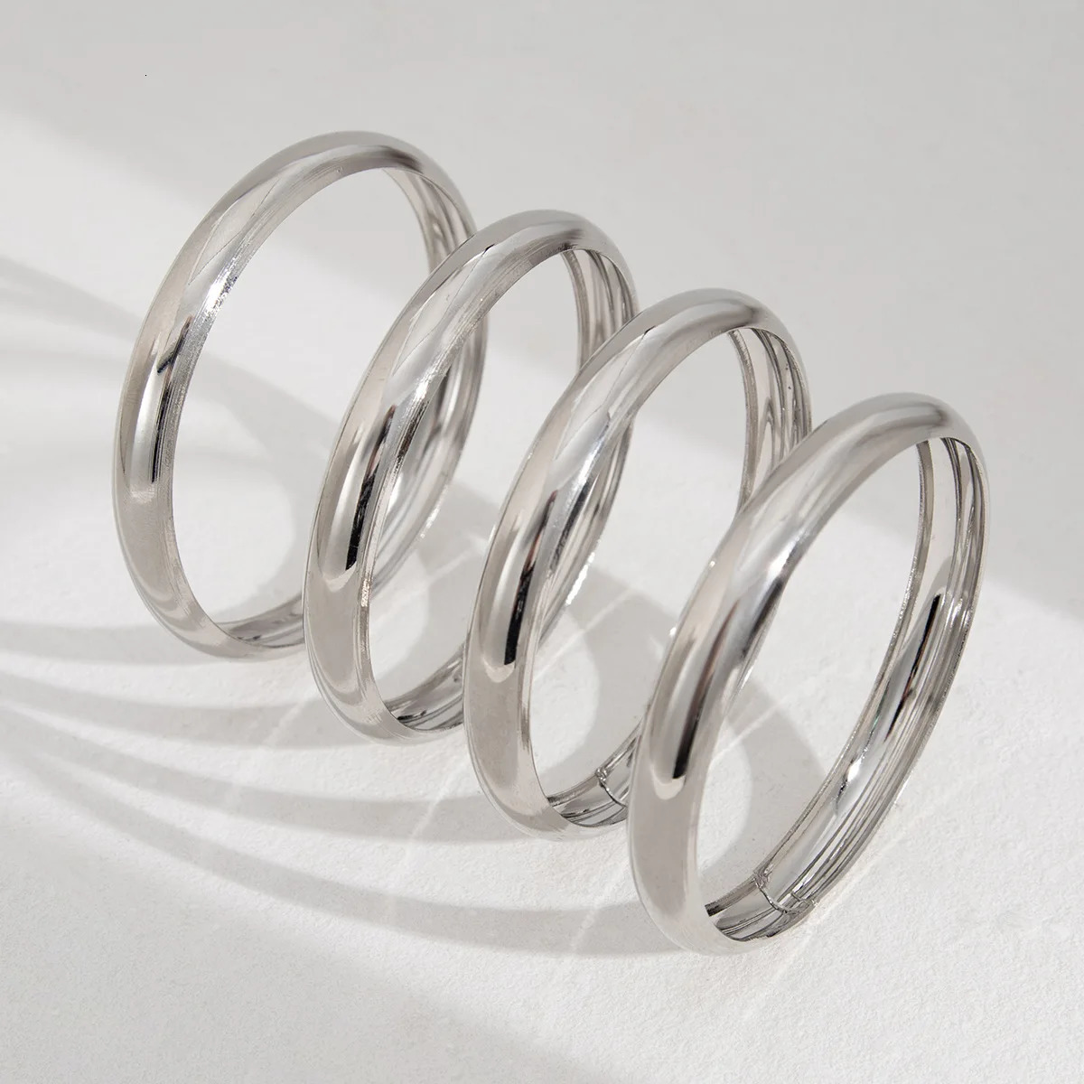 4PcsSet Round Stainless Steel Bracelets Set for Women Twist Texture Bangles Gold Silver Color Jewelry Statement Streetwear Goth 250616