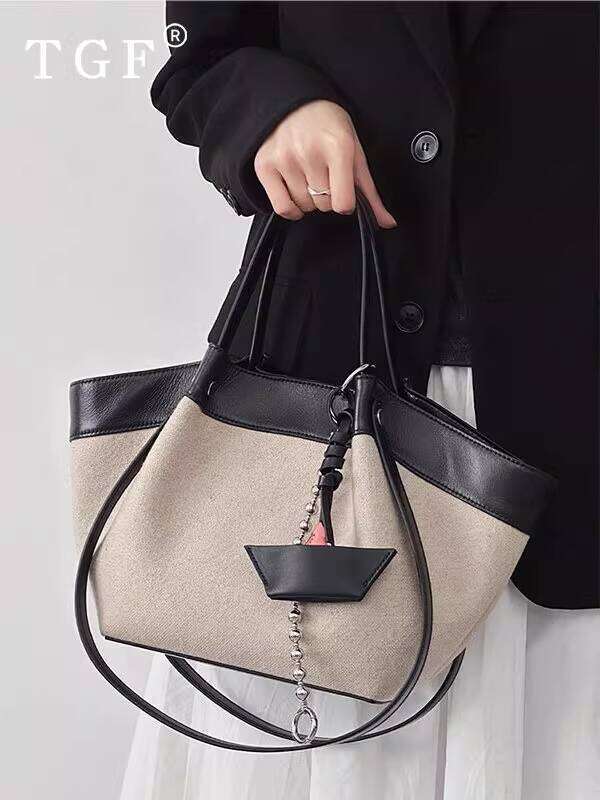 Patchwork Tote Bag for Women New Light Luxury Niche High end Daily Commute Versatile Handbag Basket